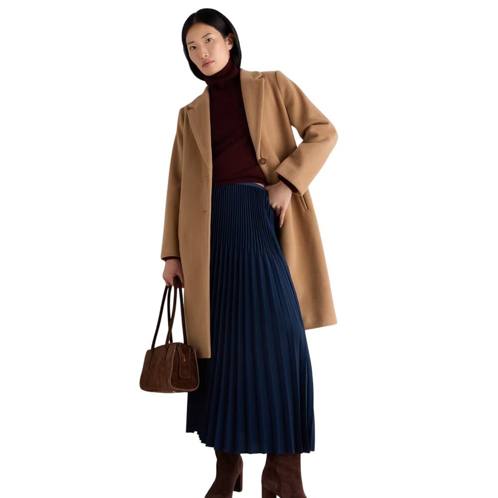 NWOT Quince Women's M Wool Cashmere Single Breasted Coat Mocha Brown $200 Luxe